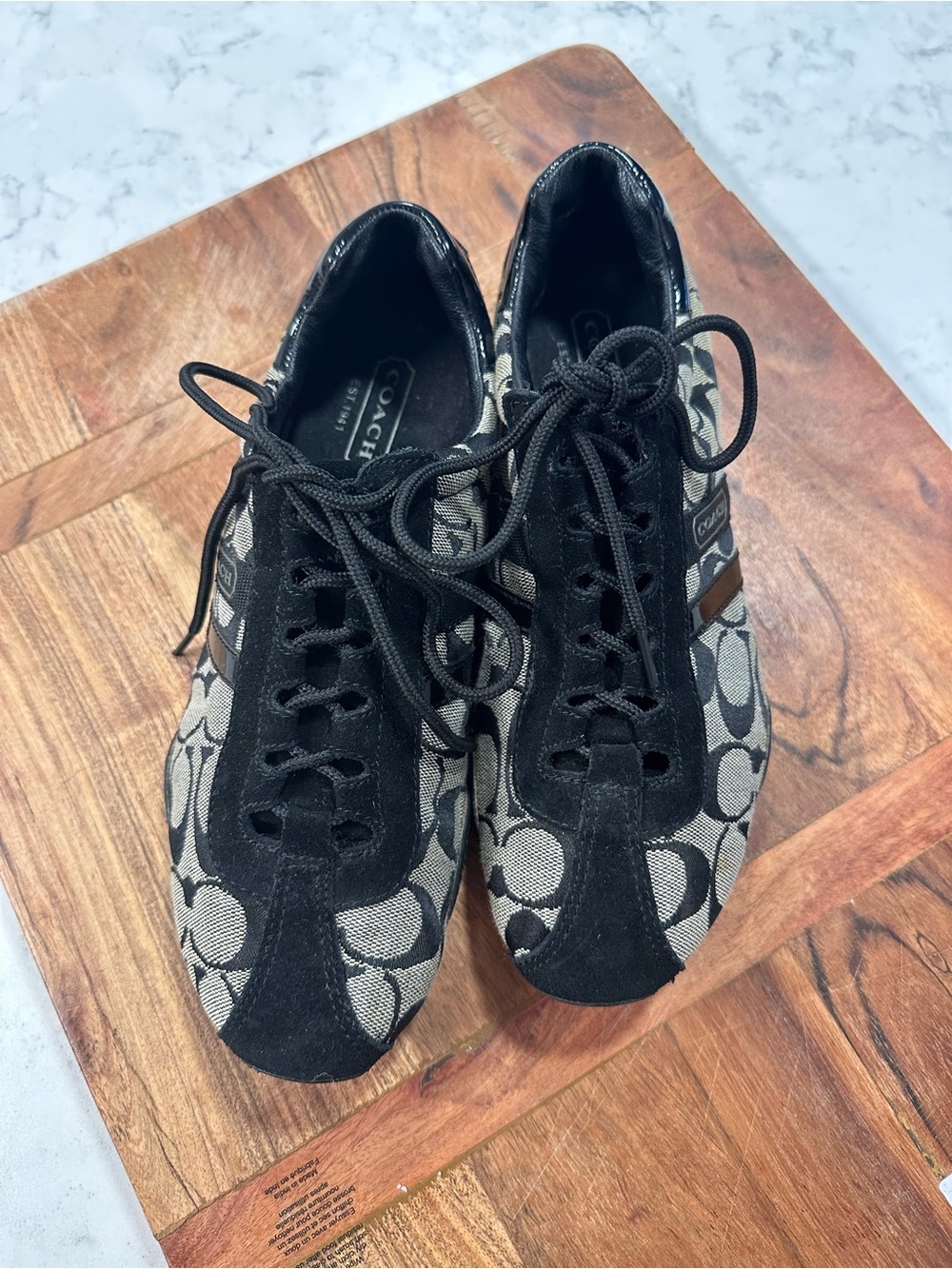 Coach Black & Khaki Signature Canvas Sneakers